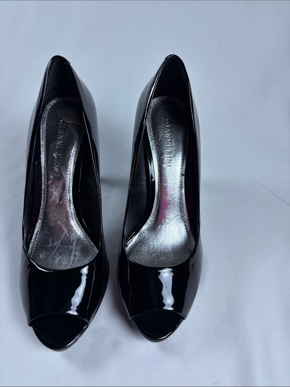 Gianni Bini Black Patent Peep-Toe Womens Pumps